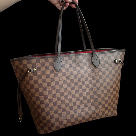 2024 Louis Vuitton Neverfull GM Damier Ebene Tote Bag w/ Cherry Red Interior - Picture 7 of 14